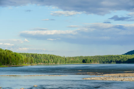 landscape with river and clouds, beautiful photo digital picture