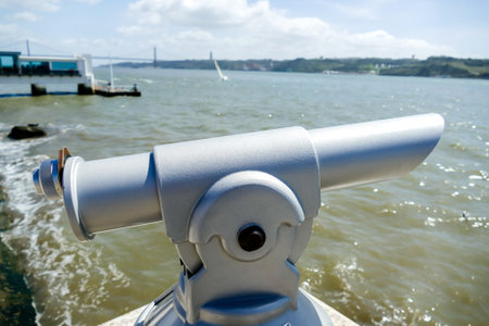 telescope at beach, beautiful photo digital picture
