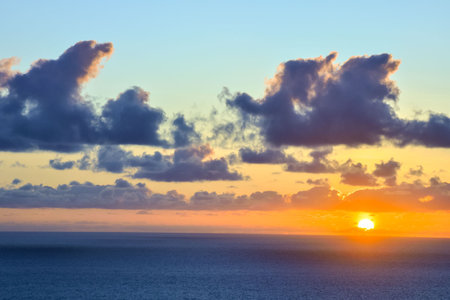 Sun Setting on the Atlantic Ocean in Tenerife Canary Island Spain