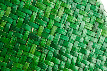 Green Vimini Bamboo weaving texture background pattern