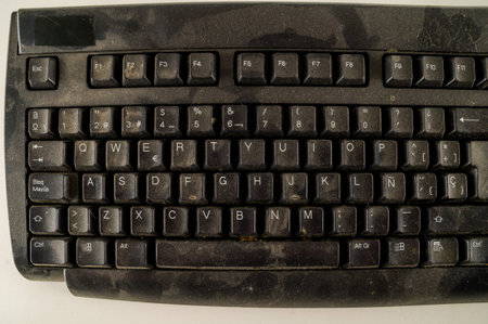 Close-up of vintage pc computer keyboard Object on a White Background