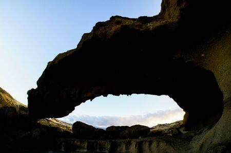 Volcanic Formation Natural Arch in the Desert Tenerife Canary Islands Spainの写真素材