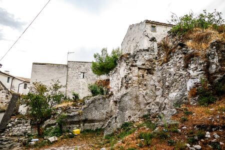Old Gessopalena town public archeological site of the old medieval village in gypsum stoneの写真素材