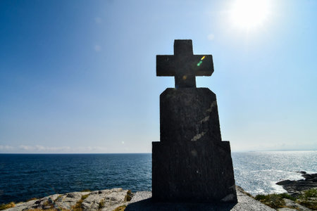 cross on top of mountain, photo as a background, digital image