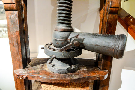 Ancient italian olive oil machine used to make oilの写真素材
