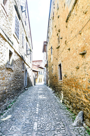 narrow street in old town of portugal, photo as a background, digital image