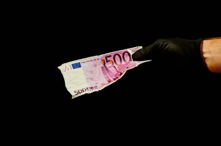 European Euro Money Banknote Currency and Right Handの写真素材
