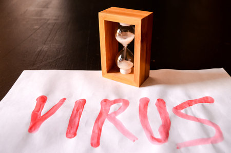 Word Virus Text Writed with Blood on a White Paper