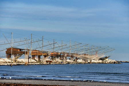 fishing boats in harbor, photo as a background, digital imageの写真素材