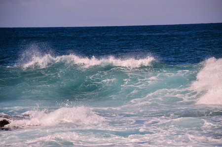 Big Blue Wave Breaks in the Atlantic Ocean