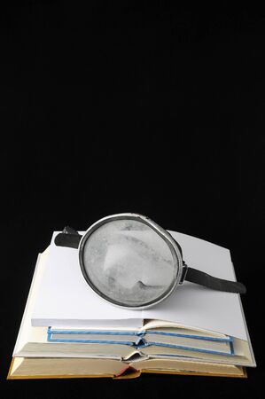 Empty Classic Book Isolated over a Black Backgroundの写真素材