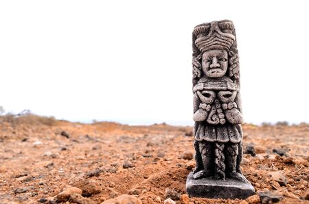 Ancient Maya Statue on the Rocks Desertの写真素材