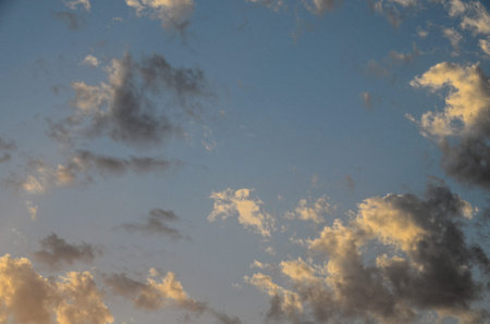 Cloudscape, Colored Clouds at Sunset near the Ocean