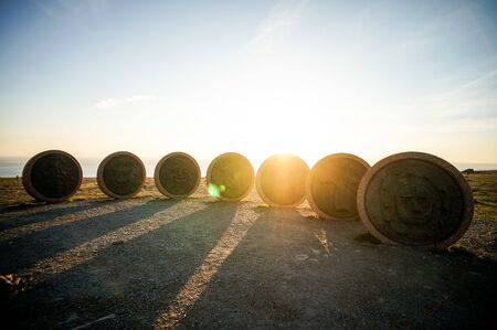 sun and moon, beautiful photo digital pictureの写真素材