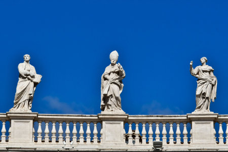 statue in front of building, photo as a background, digital image