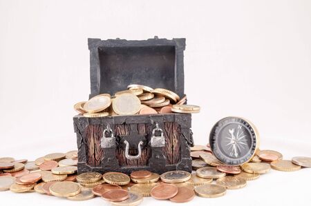 Picture of a Business Money Concept Idea, Treasure Trunk and Moneyの写真素材