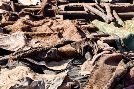 Tannery in Marrakech, Morocco north east Africaの写真素材