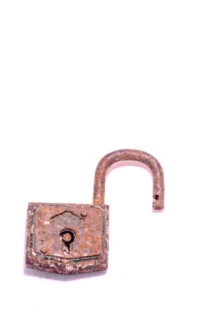 Old Antique Vintage Padlock on a White Backgroundの写真素材