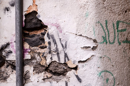 Old Weathered Peeling White Wall Background Texture