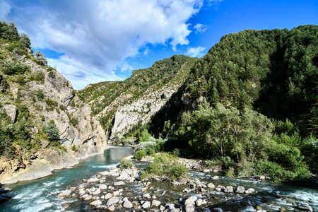 river in mountains, photo as a background , in janovas fiscal sobrarbe , huesca aragon provinceの写真素材