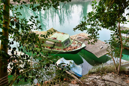 boats on the river, photo as a background, digital imageの写真素材