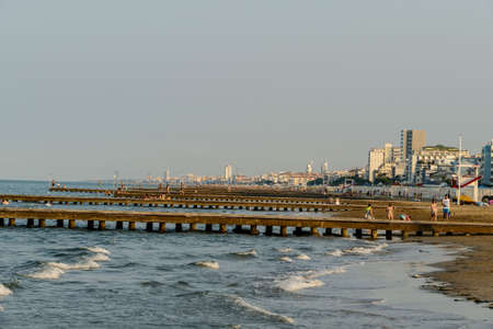 Pier Dock Beach of Lido di Jesolo summer dayの写真素材