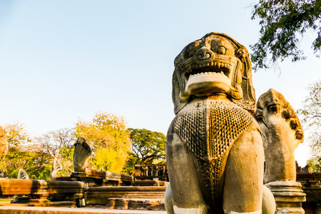 Beautiful photo of thai phimai angkor era temple ruin taken in thailand