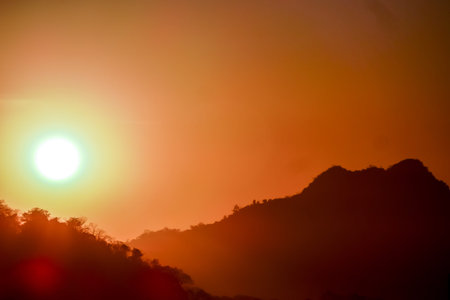sunset in the mountains, digital photo picture as a background
