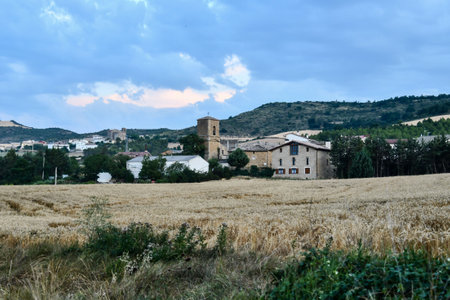 house on the hill, photo as a background, digital imageの写真素材