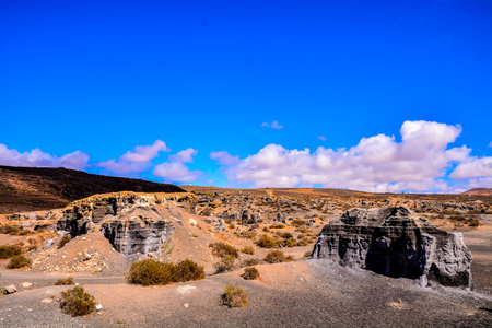 Spanish View Landscape in Lanzarote Tropical Volcanic Canary Islands Spainの写真素材