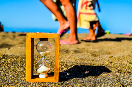 Photo Picture of Hourglass Clock on the Sand Beach
