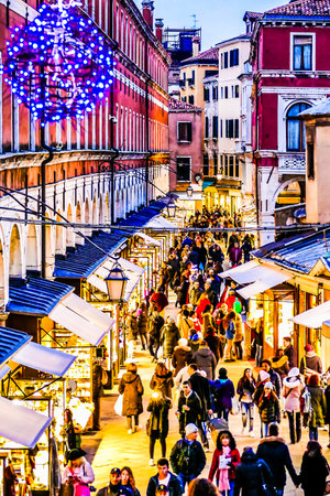 people walking on the street in Venice, beautiful photo digital pictureの写真素材