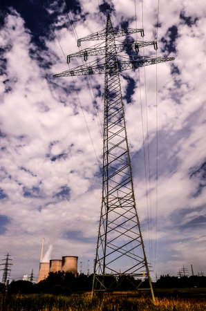 High Voltage Electric Transmission Tower Energy Pylonの写真素材