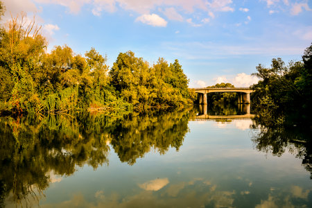 Photo Picture of Beautiful Wild Brenta River in North Italyの写真素材