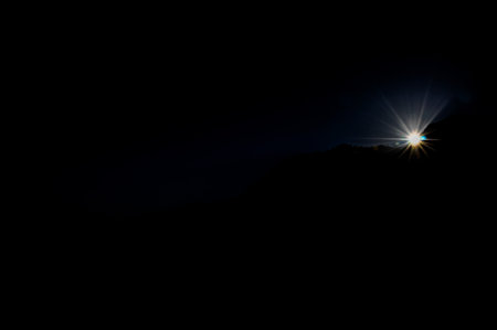 Backlight Silhouette Sunset over the Mountains in Canary Islands Tenerifeの写真素材