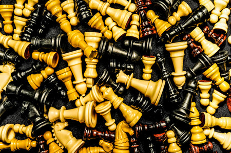 Chess Texture Pattern on a Black Backgroundの写真素材