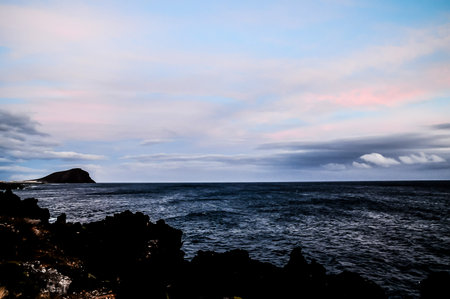 Cloudscape, Colored Clouds at Sunset near the Oceanの写真素材