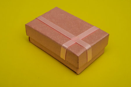 Classic Pink Paper Gift Box with Bowの写真素材