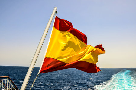 Photo Picture of a Moving Spanish Flag in the Windの写真素材