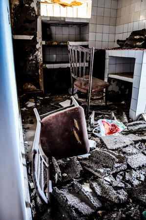 Interior Of An Abandoned House in Canary Islands Spainの写真素材