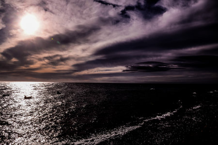 Sun Setting on the Atlantic Ocean in Tenerife Canary Island Spainの写真素材
