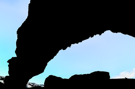 Volcanic Formation Natural Arch in the Desert Tenerife Canary Islands Spainの写真素材