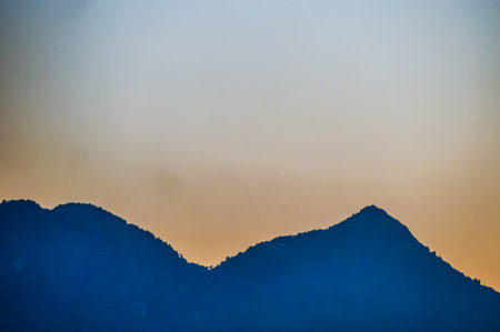 sunset in mountains, beautiful photo digital pictureの写真素材
