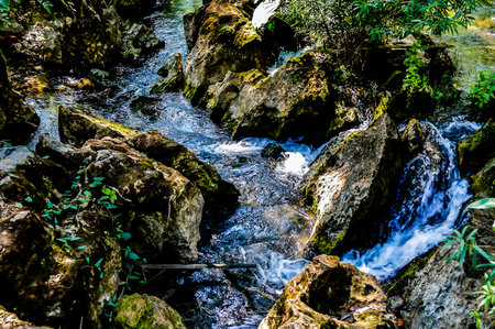 waterfall in forest, beautiful photo digital pictureの写真素材