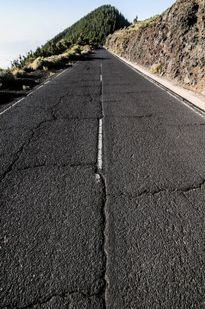 One Lonely Road in the Desertの写真素材