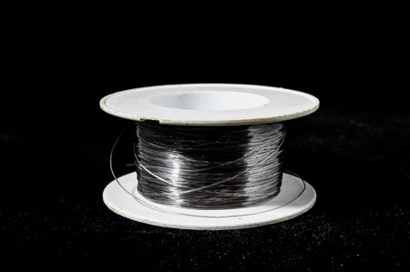 Roll of Twine isolated on a Black Backgroundの写真素材