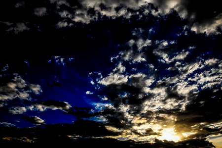 Cloudscape, Colored Clouds at Sunset near the Oceanの写真素材