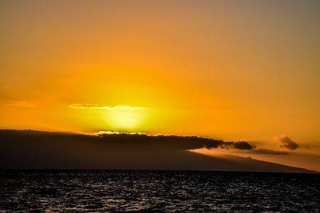 Sun Setting on the Atlantic Oceanの写真素材