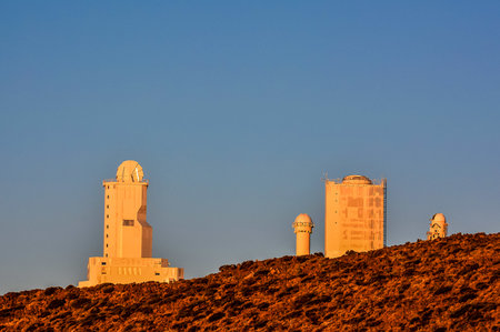 Telescopes of the Teide Astronomical Observatory in Tenerife, Spain.の写真素材