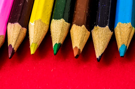 New Pencils Textured Set on a Colored Backgroundの写真素材